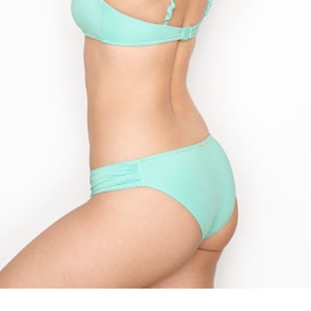 Peach ruched Victoria’s Secret bikini bottom